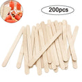 Set of 200 natural wooden craft sticks, extra long 5.5-inch popsicle sticks for DIY pretend play and craft projects for kids.