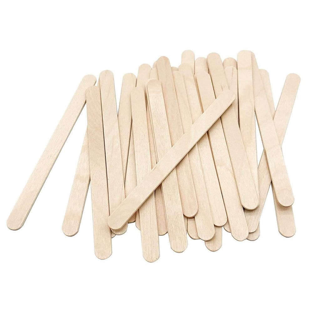 Set of 200 food-grade natural wooden craft sticks, 5.5 inches long, ideal for kids' pretend play and creative craft projects.