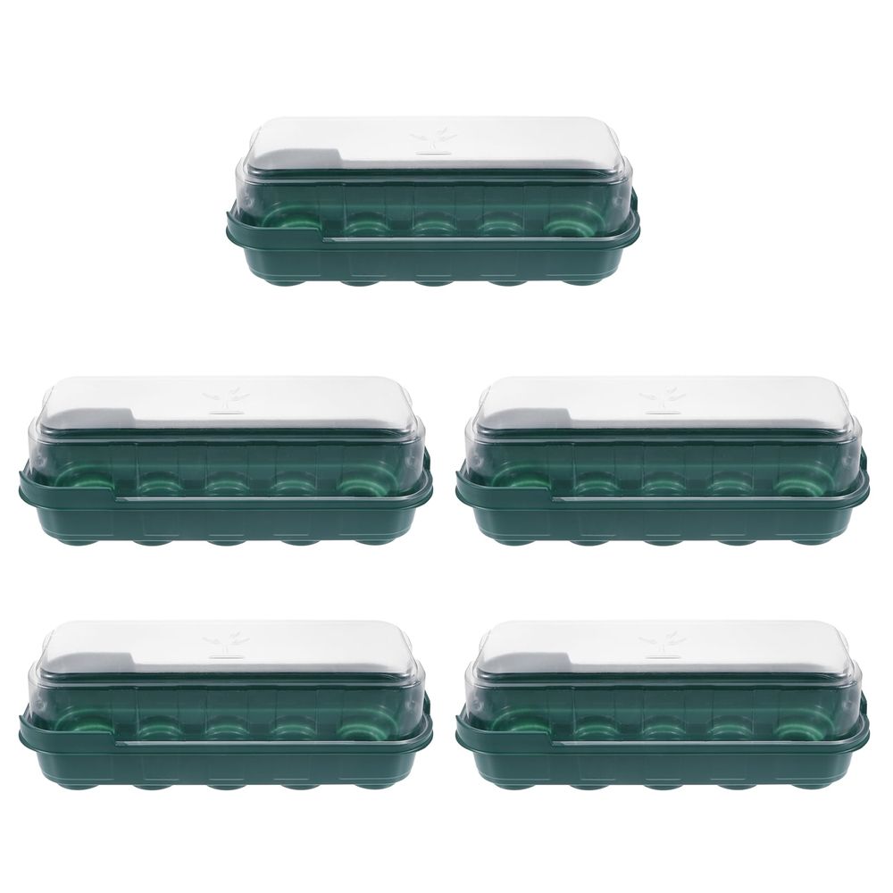 Green germination tray set with moisture control and transparent cover for seed starting, ideal for gardening and plant propagation.