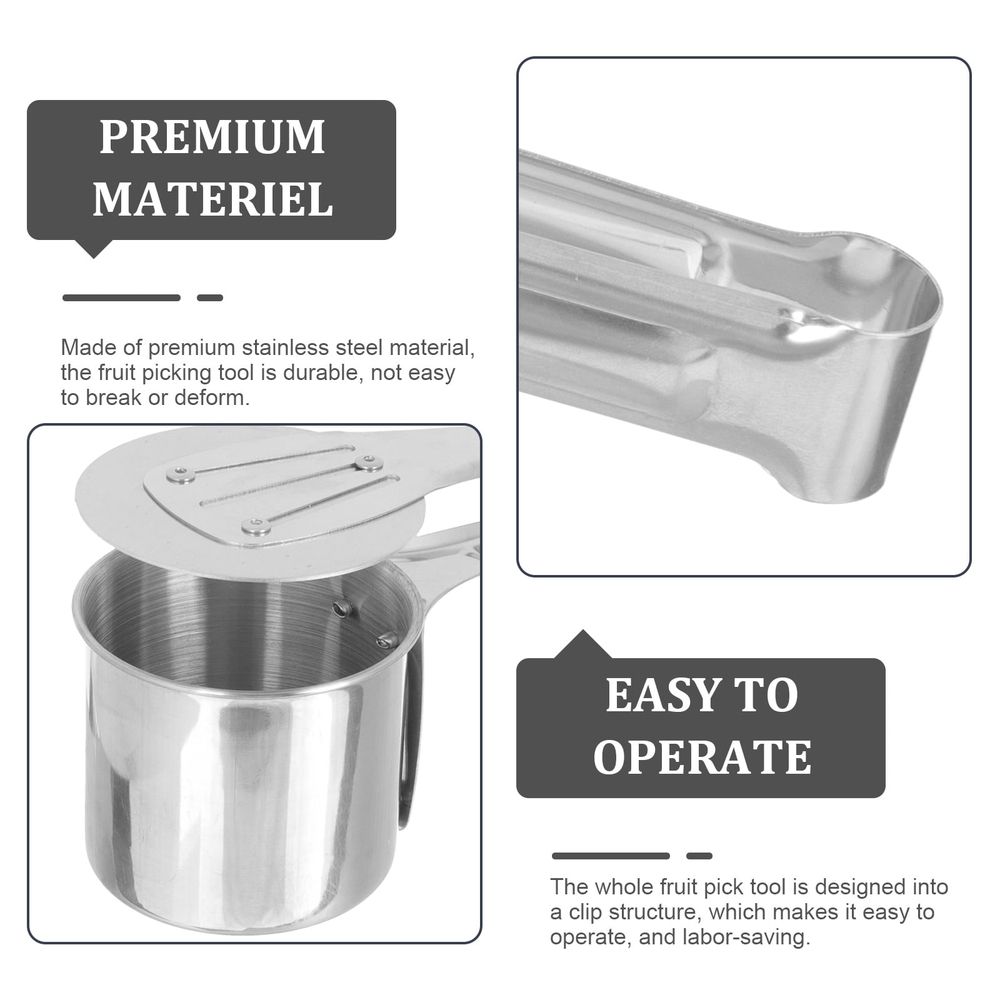 Stainless steel dates picker tool for fruit harvesting, large capacity, suitable for garden work, from Everything Baby.