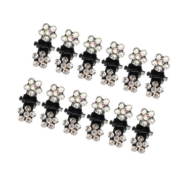 12 Pcs Mini Hair Claw Clip Small Rhinestone Hair Clips Metal Little Hair Clips for Women White