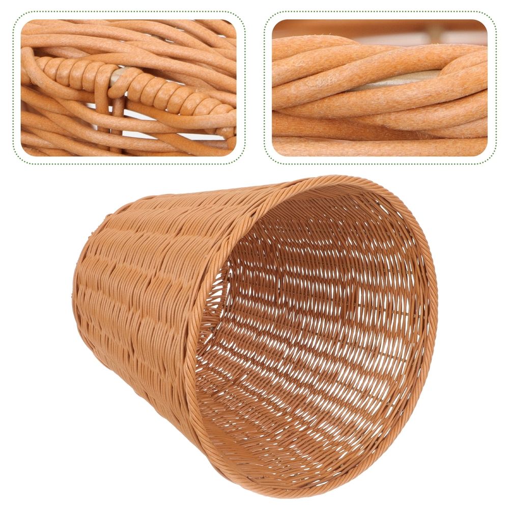 Woven rattan trash can with lid, farmhouse style, 11.42x11.22x7.87 inches, for household waste storage, by Everything Baby