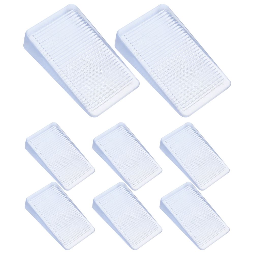 White construction shims, 8-piece set, measuring 2x1.2x0.4 inches, designed for building toys by Everything Baby.