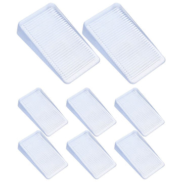 White construction shims, 8-piece set, measuring 2x1.2x0.4 inches, designed for building toys by Everything Baby.