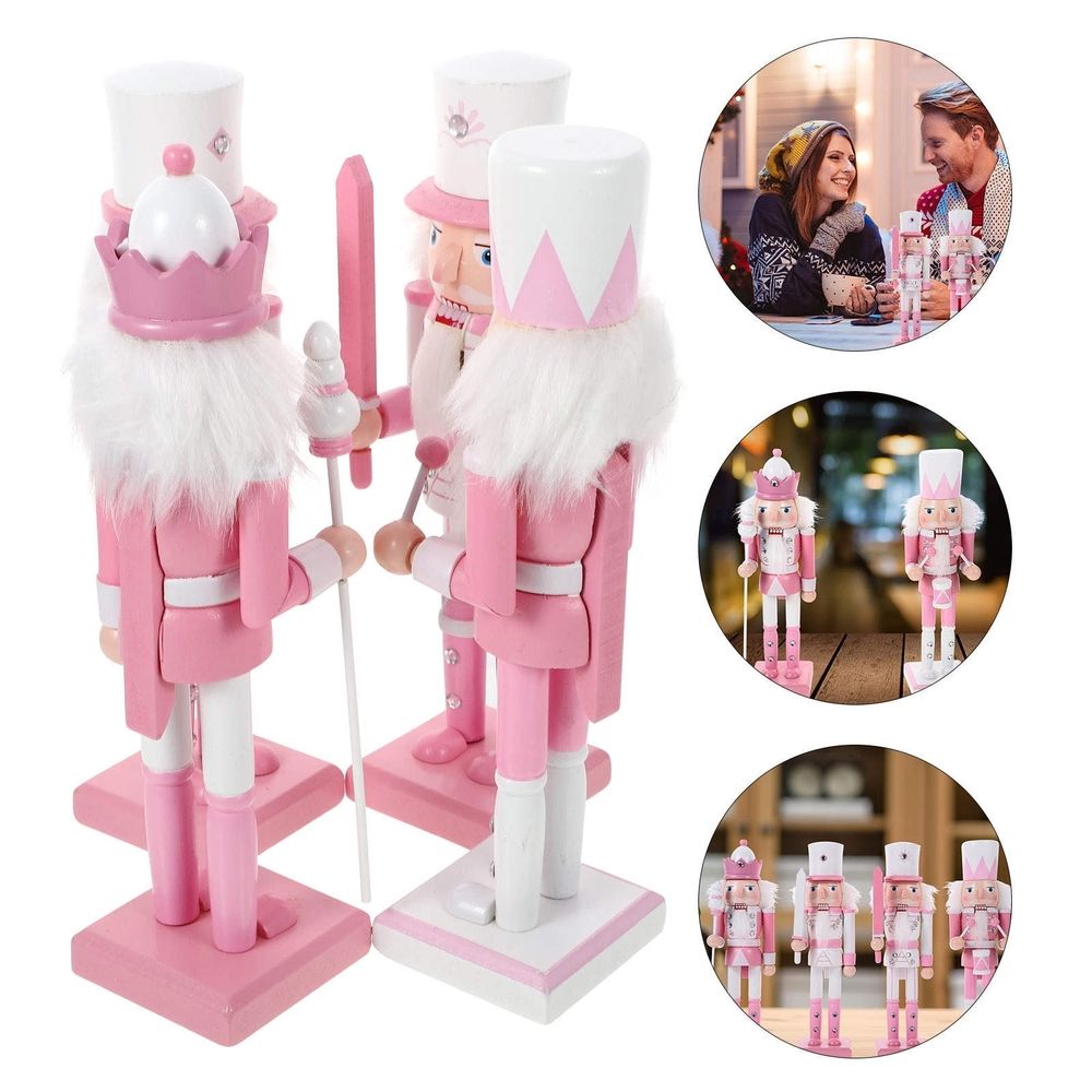 Set of four collectible wooden nutcracker puppets by Everything Baby, festive holiday decor for kids' play and display.