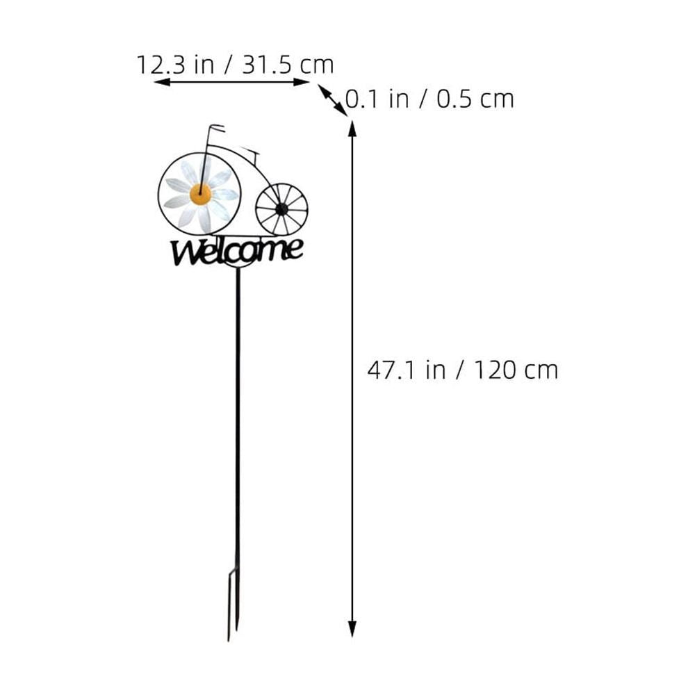 Colorful iron garden stake in a baby and kids outdoor play setting, featuring a durable design for outdoor decoration.