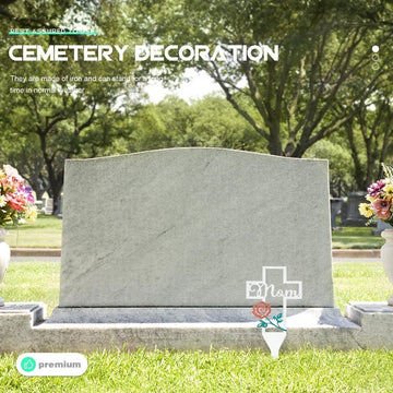 Cemetery Memorial Stake Iron White Decorative Grave Site Decoration 1Pack