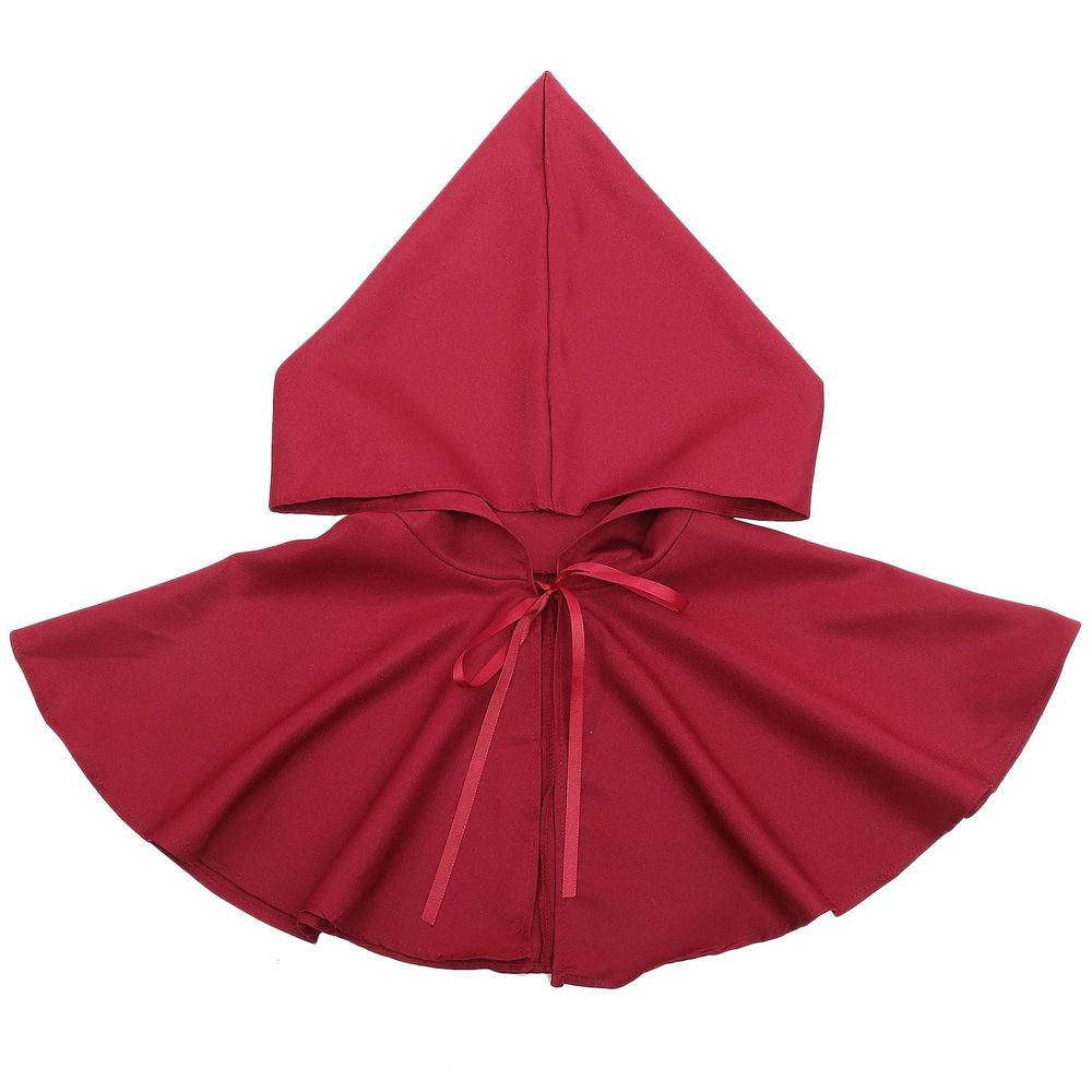 Red polyester fiber cowl hood for kids' party and masquerade costumes, fits most boys, from Everything Baby.