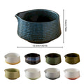 Handmade 500ml ceramic matcha bowl with spout, traditional Japanese design for tea and matcha latte preparation.