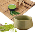 Handmade 500ml traditional Japanese ceramic matcha bowl with spout, ideal for tea and matcha lattes in kitchen or pretend play.