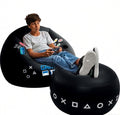 Inflatable gaming chair for kids and teens with cup holders and side pocket, perfect for gamer room décor and comfortable seating.