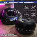Inflatable gaming chair for kids and teens with cup holders and side pocket, ideal for gamer room decor and comfortable seating.