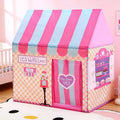 Pink pop-up playhouse tent for kids featuring ice cream and bakery theme, ideal for outdoor play and imaginative fun by Everything Baby.