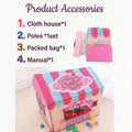 Pink Carla Home kids ice cream bakery play tent set up outdoors, featuring bright pink fabric and playful design for children's pretend play.