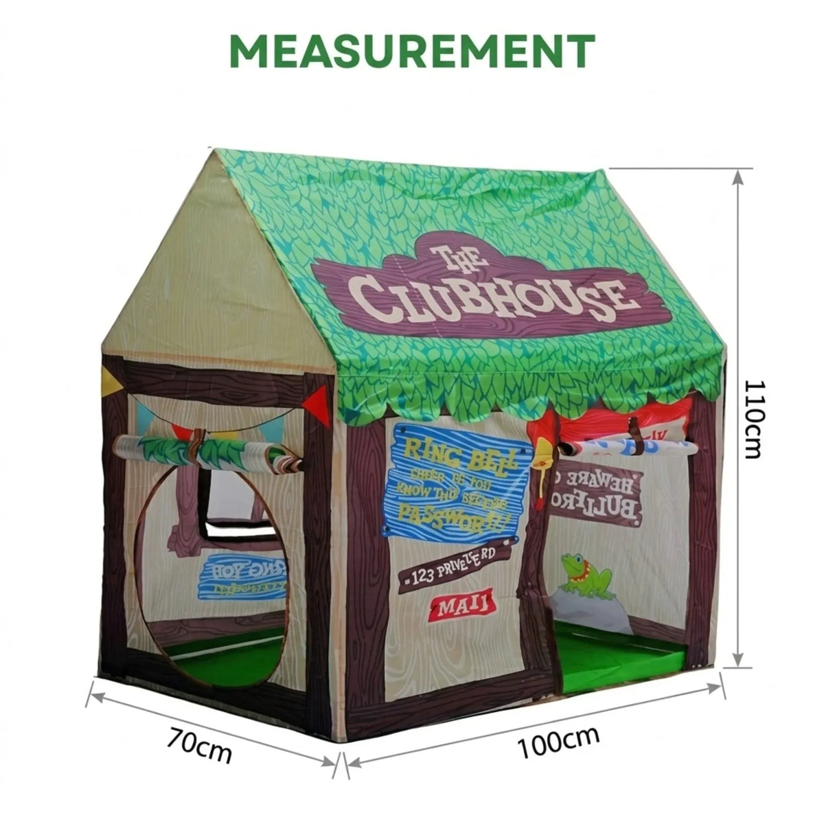 Green Carla Home Kids Clubhouse Play Tent for outdoor play, featuring a fun, colorful design for kids' imaginative outdoor activities.