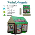 Green Carla Home Kids Clubhouse play tent for kids, outdoor play equipment with tunnel design, perfect for outdoor fun and imagination.