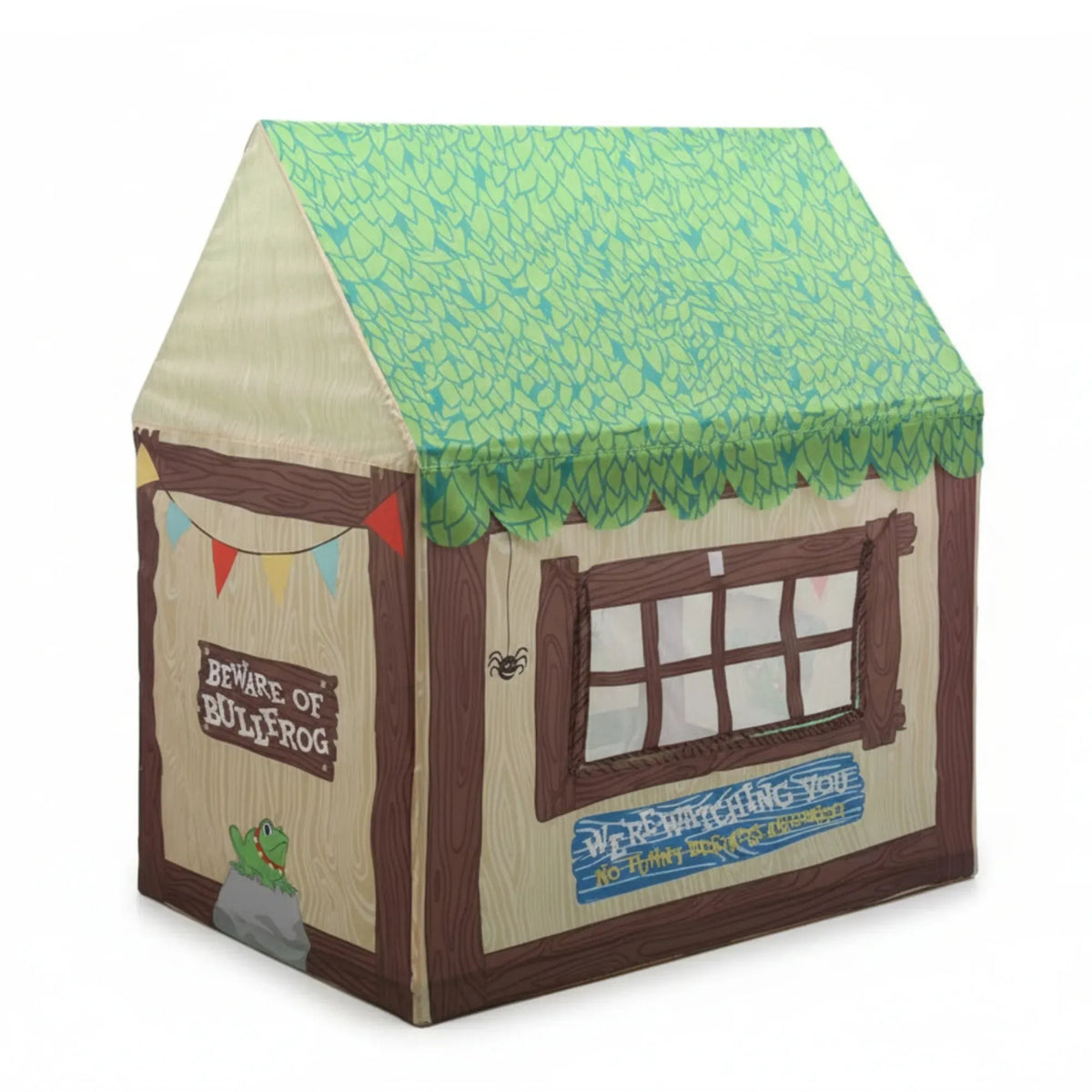 Green Carla Home Kids Clubhouse Play Tent by Everything Baby, outdoor kids' play tent with tunnel for outdoor fun and imaginative play.
