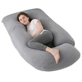 Grey U-shaped pregnancy pillow by Everything Baby offers full body support for nursing and pregnancy comfort.