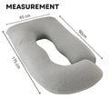 Grey CARLA HOME U-shaped pregnancy pillow by Everything Baby for full body support, made of soft polyester fabric.