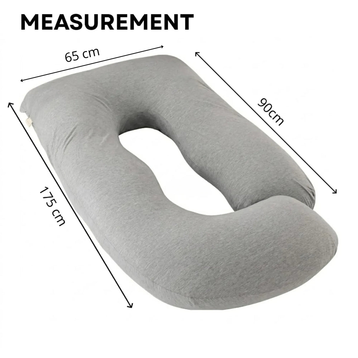 Grey CARLA HOME U-shaped pregnancy pillow by Everything Baby for full body support, made of soft polyester fabric.