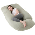 Green Carla Home U Shape pregnancy pillow by Everything Baby, full body support pillow made of polyester for nursing and pregnancy comfort.