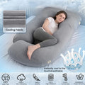 Green U-shaped pregnancy pillow by Everything Baby offers full body support for nursing and pregnancy, made of soft polyester fabric.
