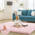 Pink Carla Home baby play mat, 200x300cm thick foam crawling mat for infants, featuring colorful activity toys and soft surface.