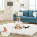 White Carla Home baby play mat, 200x300cm thick foam crawling mat for infants, ideal for safe indoor play.