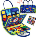 Multicolour Montessori busy board for toddlers by Everything Baby, blue sensory activity toy, 70.1x27.94cm for early learning.