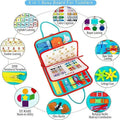 Multicolour Montessori sensory busy board for kids, with various tactile and musical features, designed for early learning and development.