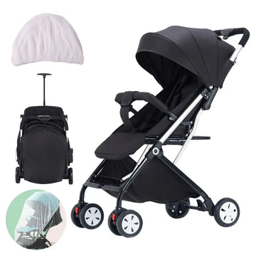 Black lightweight compact baby stroller by Everything Baby with easy fold design, suitable for ages 0-5 years.