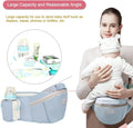 Light green Blue 6-in-1 adjustable baby carrier with hip seat by Everything Baby, suitable for newborns and toddlers 3-36 months.