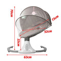 Gray electric baby bouncer swing chair with music toys, compact cradle rocker for infants, dimensions 65x70x53cm.
