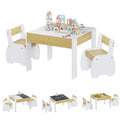 White 3-piece kids table and chairs set with storage, suitable for children, dimensions 60x60x48cm, from Everything Baby.