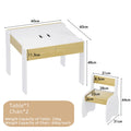 White 3-piece kids table and chairs set with storage, suitable for children, measuring 60x60x48cm, by Everything Baby