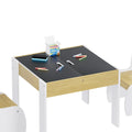 White 3-piece kids table and chairs set with storage from Everything Baby, featuring a 60x60x48cm table and matching chairs for children.