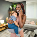 Blue adjustable baby carrier waist sling by Everything Baby, lightweight hip seat for infants and toddlers 0-36 months.