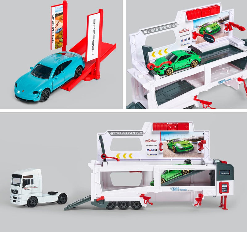 MAN TGX Porsche Experience Truck and 2 Cars 911 GT3 Taycan Playset