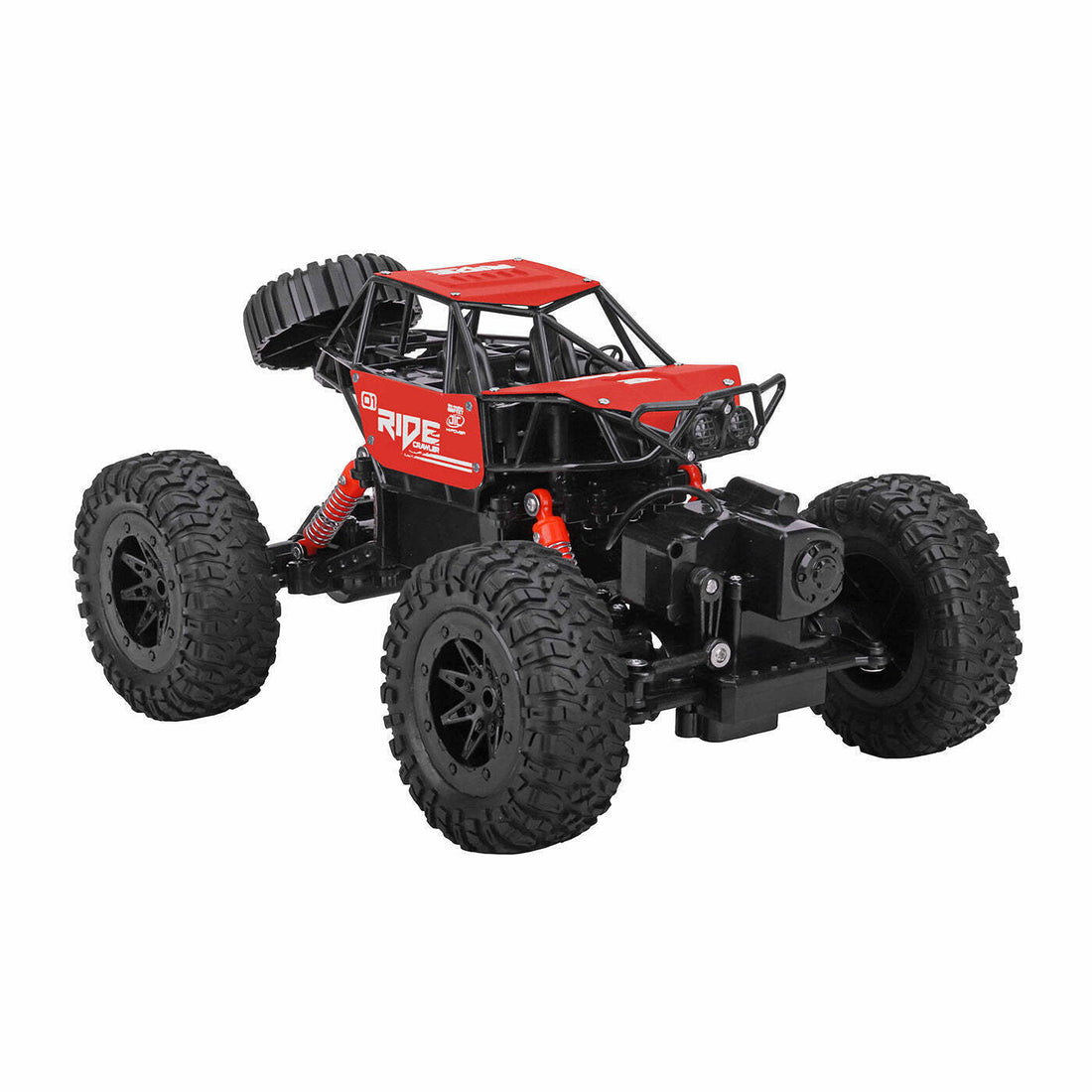Red waterproof amphibious remote control car for kids, designed for all terrains, from Everything Baby, suitable for outdoor play.