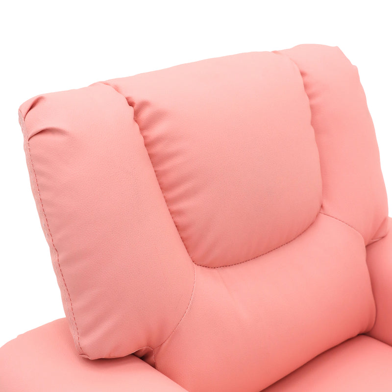 Pink Kids push back recliner chair with cup holder