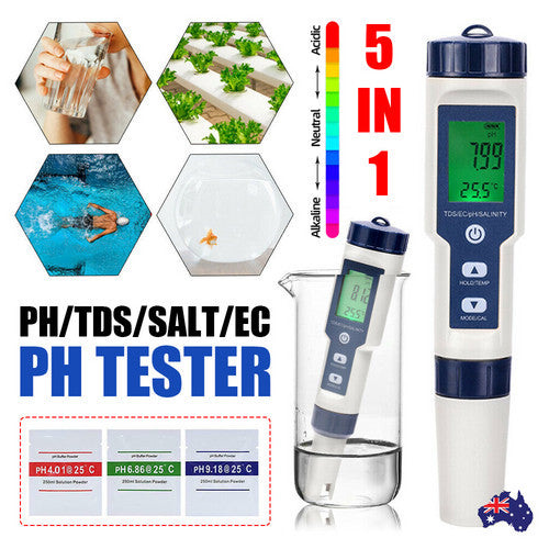 Set 7 In 1 and 5 in 1 PH Meter TDS/EC/Salt/Temp Water Quality Monitor Tester Pen