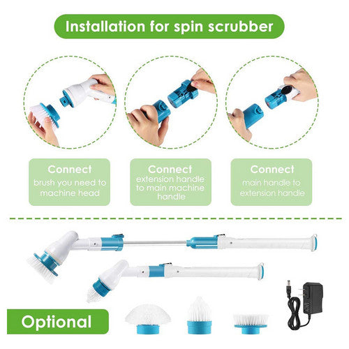 5PCS Rechargeable Spin Scrubber Electric Turbo Scrub Cleaning Brush Cordless Kit