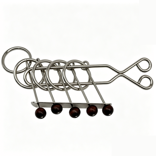 Retro five linked rings puzzle by Everything Baby, a collectible mechanical brain teaser for kids' activity and desktop decor.