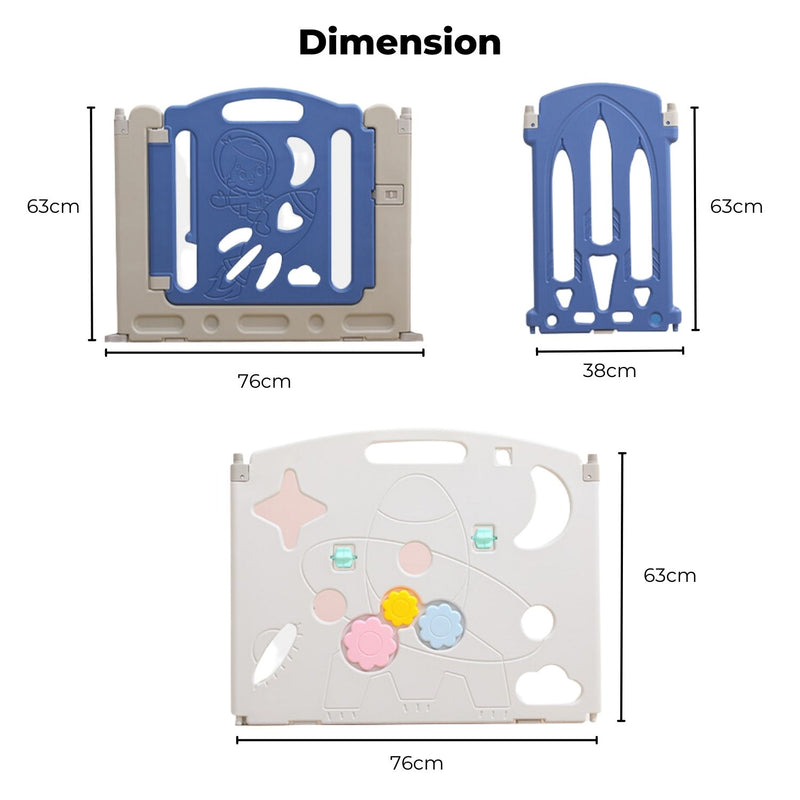 GOMINIMO Foldable Baby Playpen with 22 Panels (White Blue)