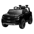 Black Kahuna Ford Ranger electric ride-on car for kids, featuring realistic design and sturdy construction, suitable for young children.