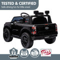 Black Kahuna Ford Ranger electric ride-on car for kids with realistic truck design, featuring sturdy build and kid-friendly controls.