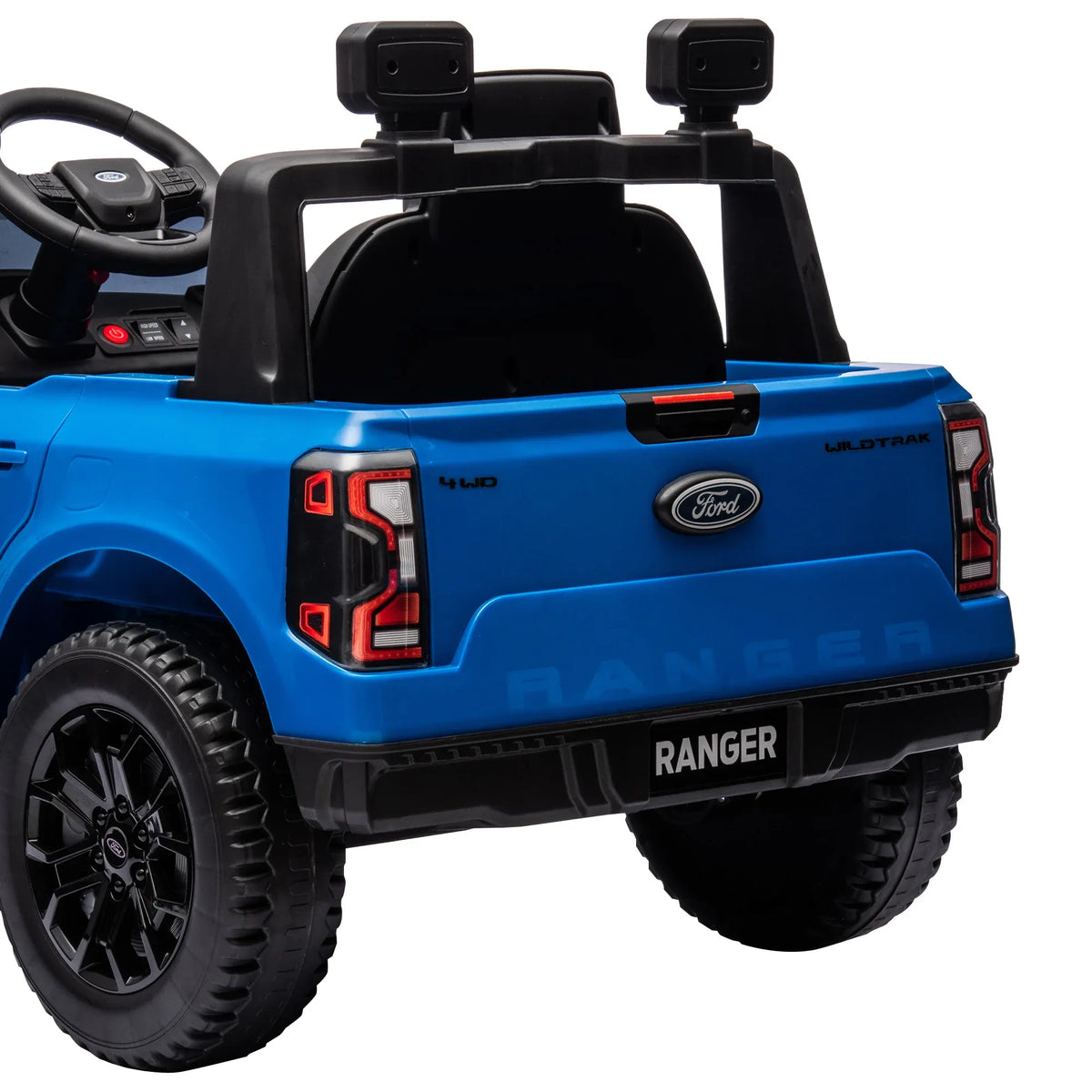 Blue Kahuna Ford Ranger electric ride-on car for kids by Everything Baby, featuring realistic details and sturdy design.