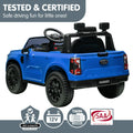 Blue Kahuna Ford Ranger electric ride-on car for kids, featuring realistic design and durable plastic build by Everything Baby.
