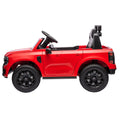 Red Kahuna Ford Ranger electric ride-on car for kids by Everything Baby, shown in a close-up of the front and side details.