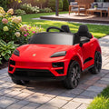Red Porsche Macan Turbo EV kids ride-on car by Everything Baby, 12V electric toy vehicle for children with realistic design.